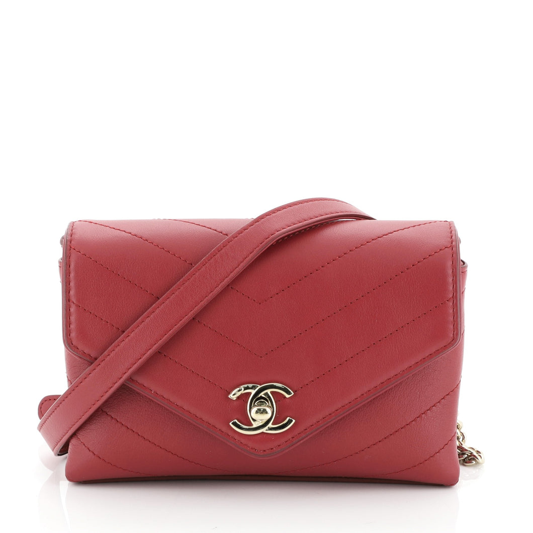 Chanel Coco Chevron Waist Bag Stitched Calfskin