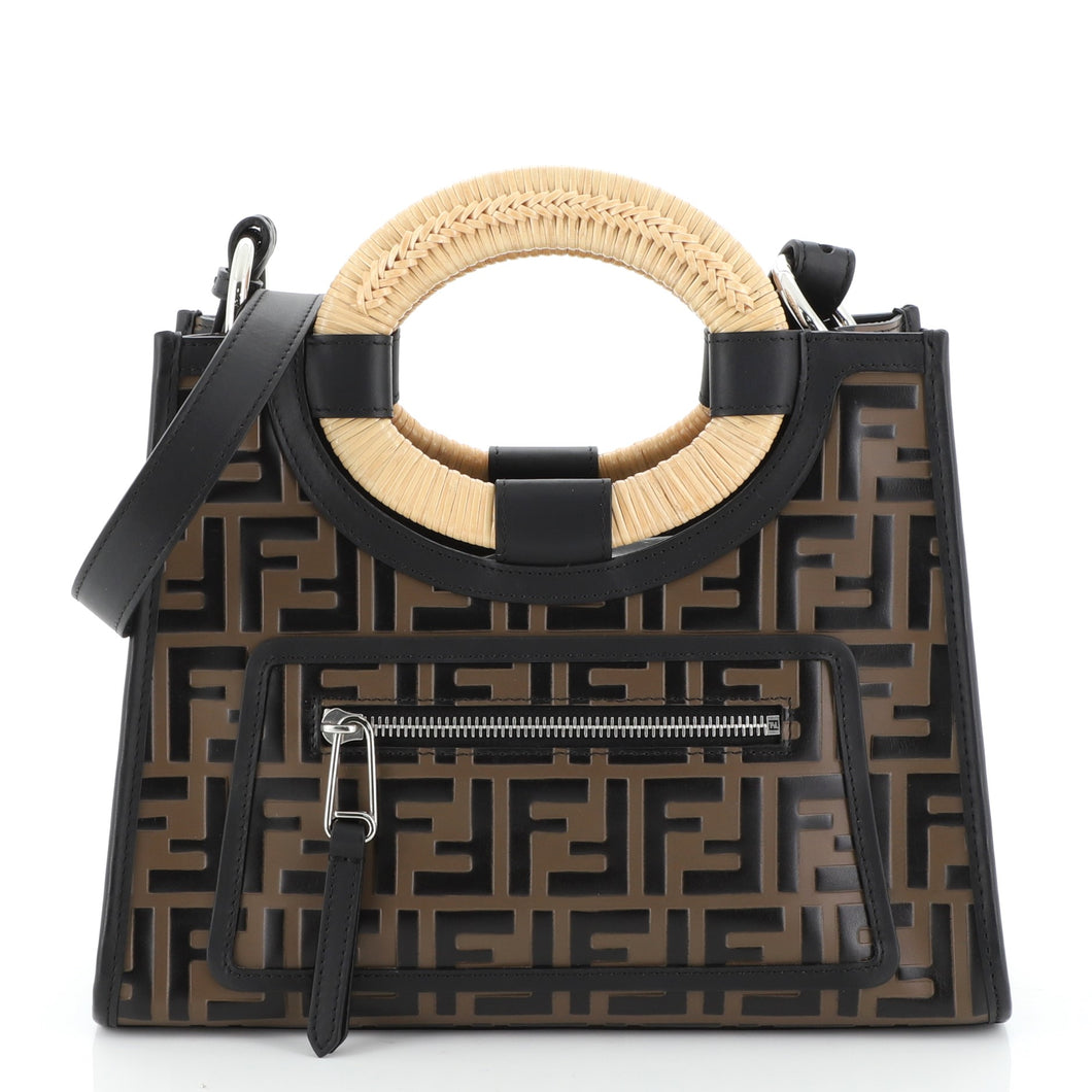 Fendi Runaway Tote Logo Embossed Leather Small