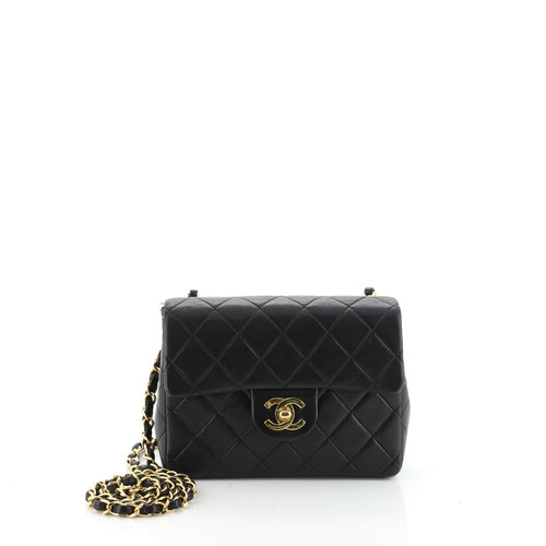 Chanel Vintage Square Classic Single Flap Bag Quilted Lambskin Mini