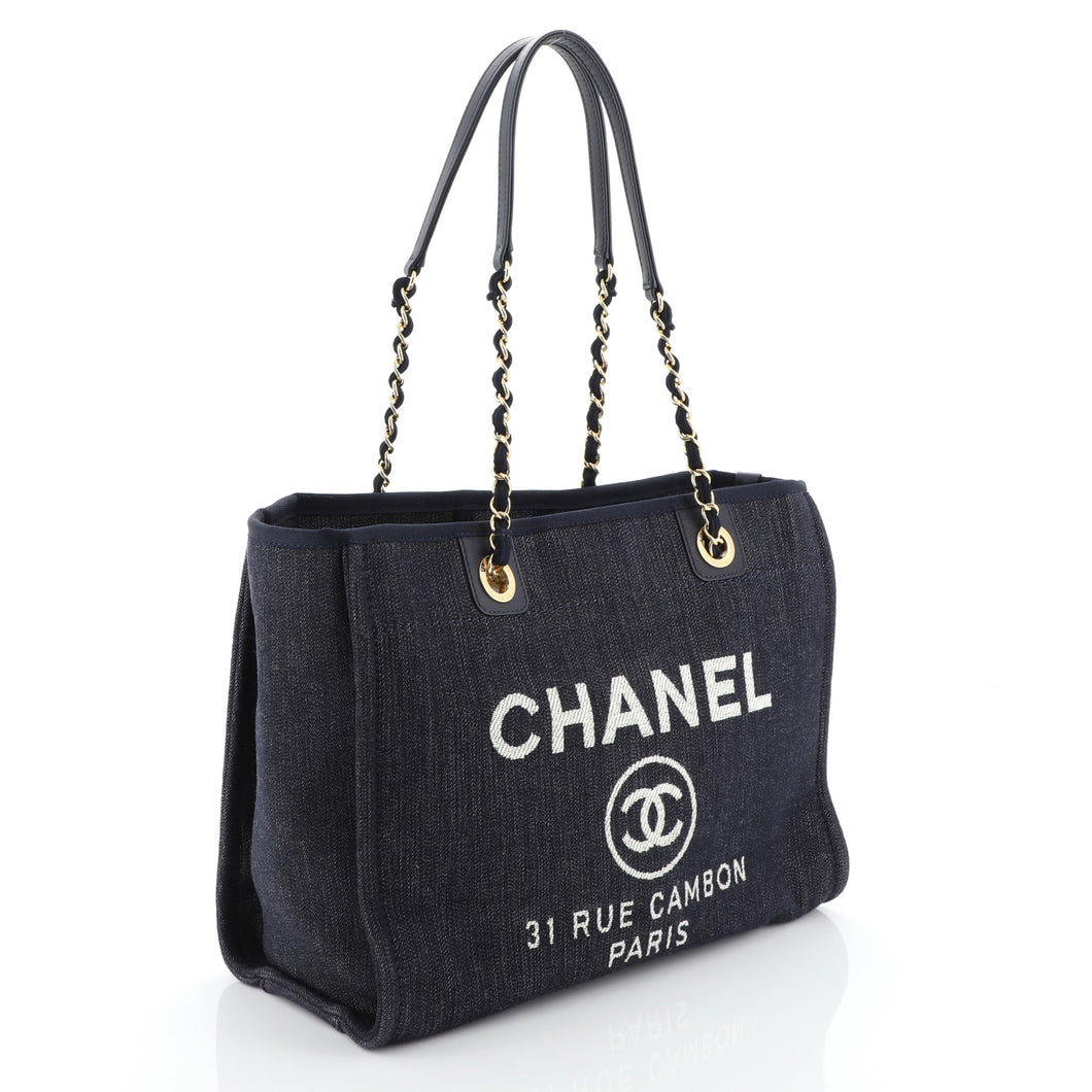 Chanel Deauville small shopping tote blue denim