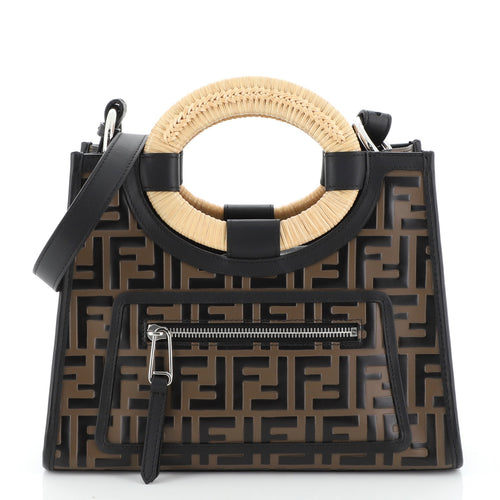 Fendi Runaway Tote Logo Embossed Leather Small
