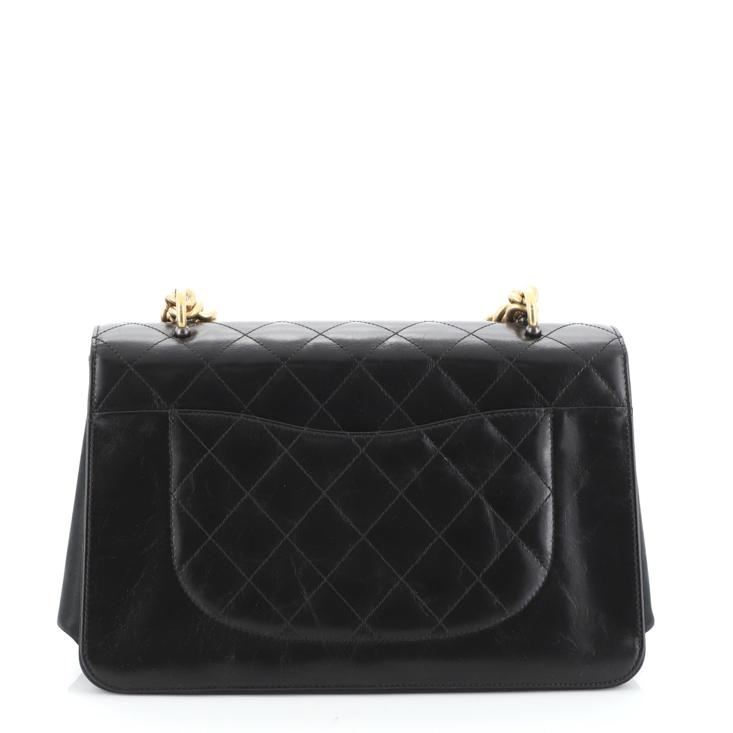 Chanel Black Quilted Leather Straight Line Flap Bag