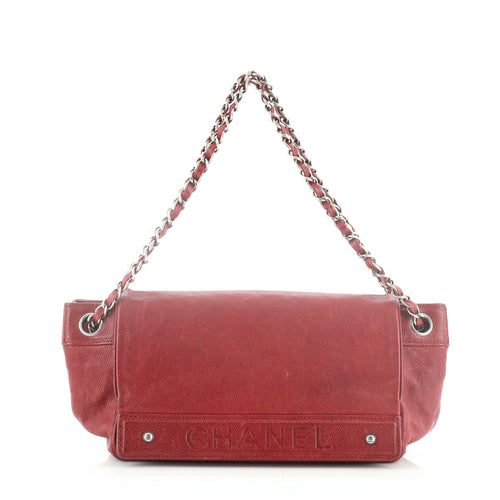 Chanel Vintage Logo Accordion Flap Bag Caviar Small